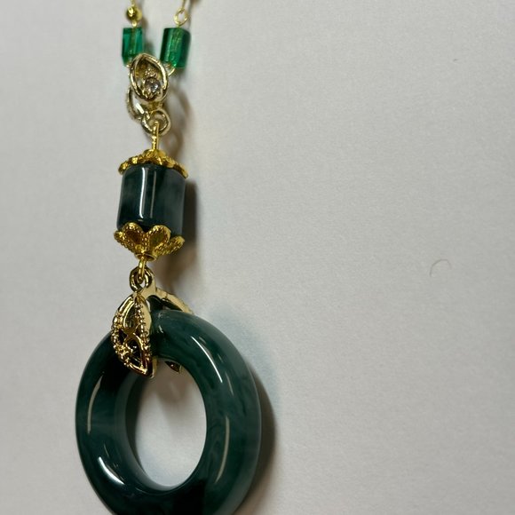 Silver Praying Jade and Gold Energy Links Pendant Necklace - Picture 10 of 12